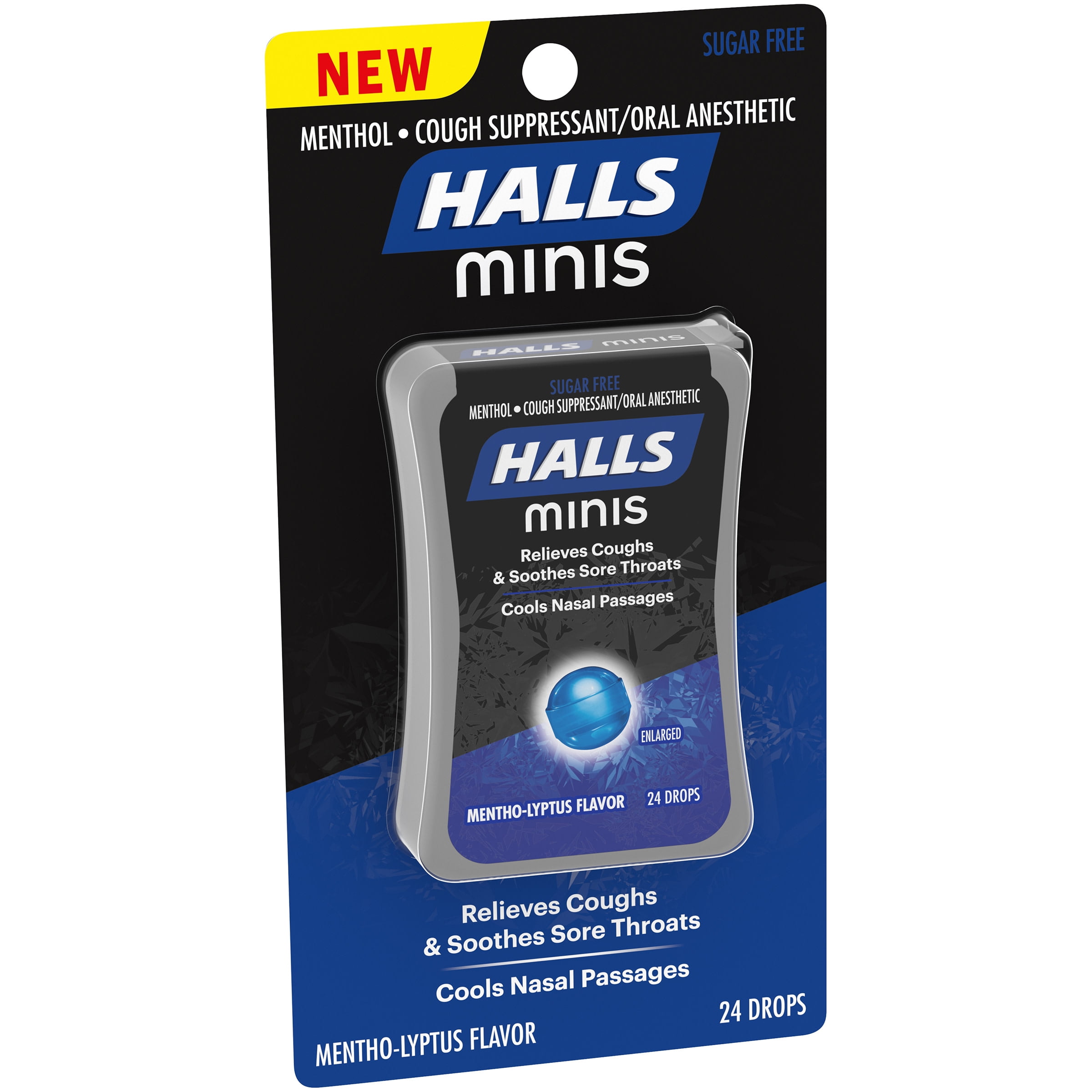 HALLS Minis Mentho-Lyptus Flavor Sugar Free Cough Drops, 24 Drops