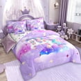 thumbnail image 3 of Manfei Dreamy Unicorn Bedding Twin Size, Fairy Tale Bedding Sets Twin Size, Cartoon Cloud Stars Reversible Comforter Sets with Sheets, Lightweight Bedroom Decorative, 7pcs, 3 of 6