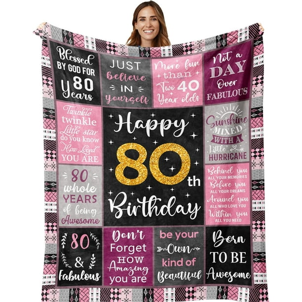 LHSHID 80th Birthday Gifts For Women 80th Birthday Gift Blanket Best Gifts For 80 Year Old 80th Birthday Decorations 80 Year Old Birthday Gifts For Women Birthday Gifts For 80 Year Old 30"x40"