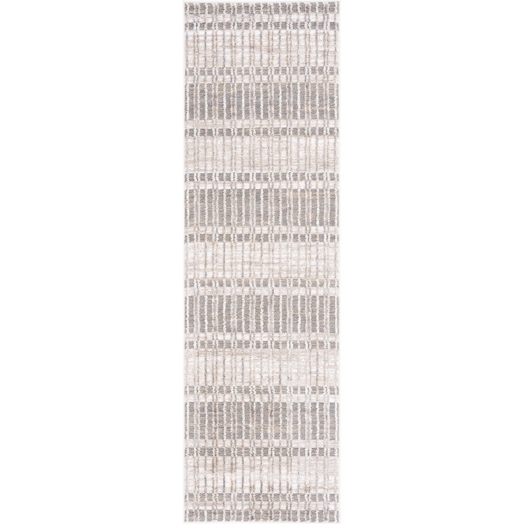 Alpha Transitional 2' x 7' Beige and Gray Polyester Indoor Area Rug
