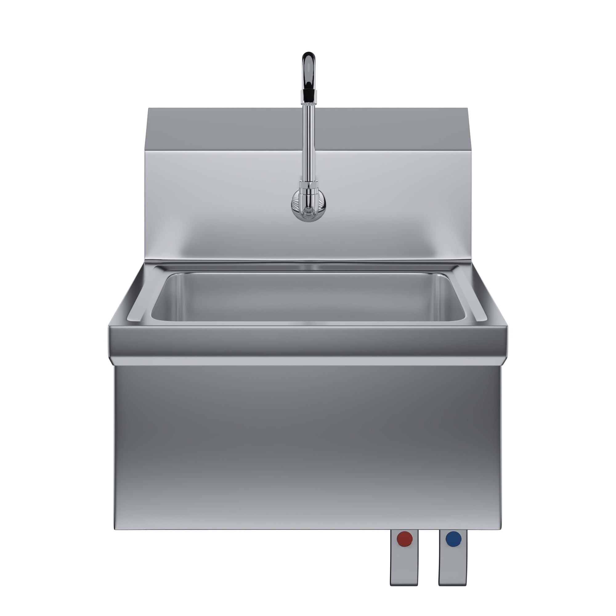 AmGood Stainless Steel Hands-Free Wall-Mounted Hand Sink 17 in x 15 in with Faucet and Double Knee Valves