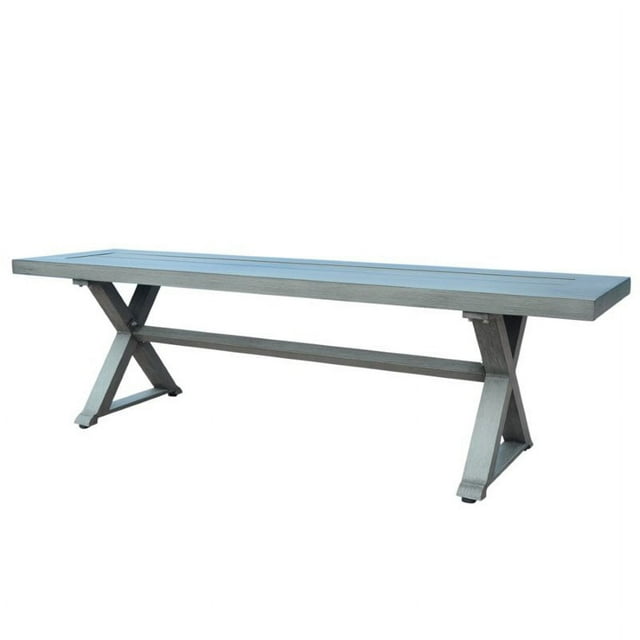Noble House Landau Modern Outdoor Aluminum Dining Bench in Dark Gray