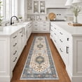 thumbnail image 2 of GLATTICE Runner Rug 2x8 Ivory Blue Vintage Floral Rug Boho Rug Runner Non-Slip Washable Kitchen Runner Soft Printed Retro Flower Carpet Runner for Bedroom Laundry Entryway, 2 of 8