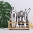 thumbnail image 3 of 9pc Cocktail Maker Set Shaker Glass Twisted Bar Spoon Strainer Wood Muddler, 3 of 3