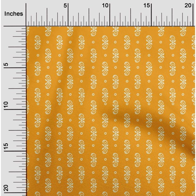 oneOone Silk Tabby Fabric Circle|Leaves & Paisley Block Printed Fabric 1 Yard 42 Inch Wide