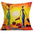 thumbnail image 2 of Throw Pillow Covers Oil Painting African Ethnic Print Cotton Linen Tribe Lady Pillowcase Cushion Cover for Home Sofa Bedroom Livingroom Decorative Pillowslips 18 x 18 inches Set of 4 (GQ04), 2 of 6