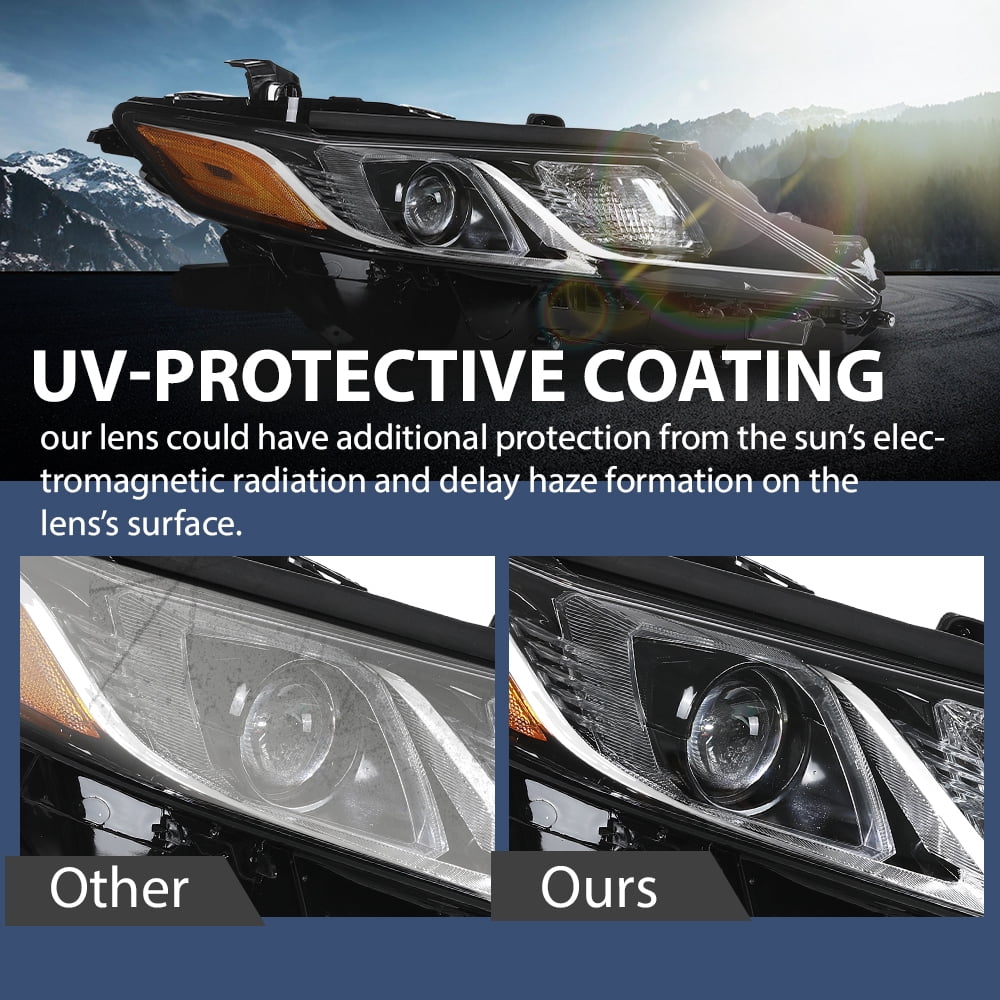 Pair Projector Headlamps Headlights Fit for 2018-2022 Toyota Camry LE SE Clear Lens Amber Reflector Assembly