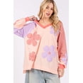 thumbnail image 4 of SAGE + FIG Full Size Daisy Applique Patch Color Block Long Sleeve Top, 4 of 6