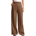 thumbnail image 3 of Women Wide Leg Pants High Waisted Business Casual Work Trousers Dressy Pants with Pockets Brown M, 3 of 9