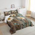 Rustic Farmhouse Bedding Set Teal Country Wooden Barn Door Down