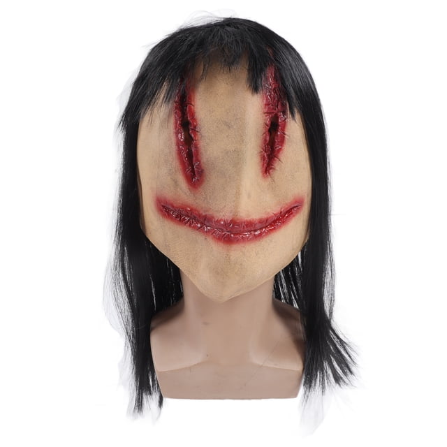 Máscara De , Máscara De Fantasma De Terror, Aspecto De Látex Transpirable, Espeluznante, Llamativo, Aterrador, Extraño Con Pelo Largo Para Cosplay Para Halloween