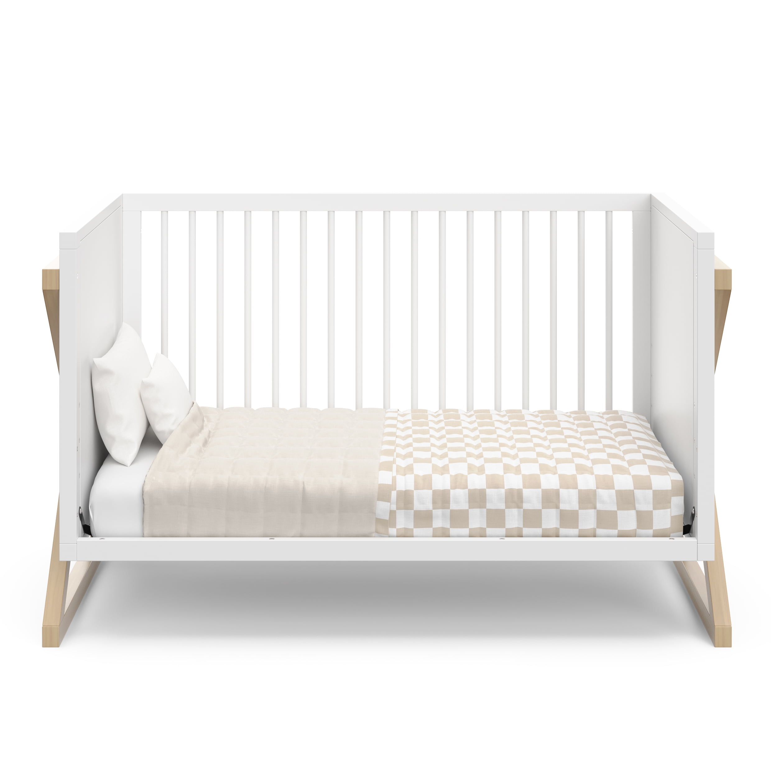 Storkcraft Equinox 3-in-1 Convertible Baby Crib, White with Driftwood