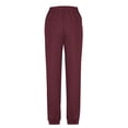 thumbnail image 6 of LLYwey Womens Pull on Pants Ladies Fashion Casual Solid Elastic Waist Trousers Long Straight Pants New Full Length Pants Regular Fitted Wine L, 6 of 6