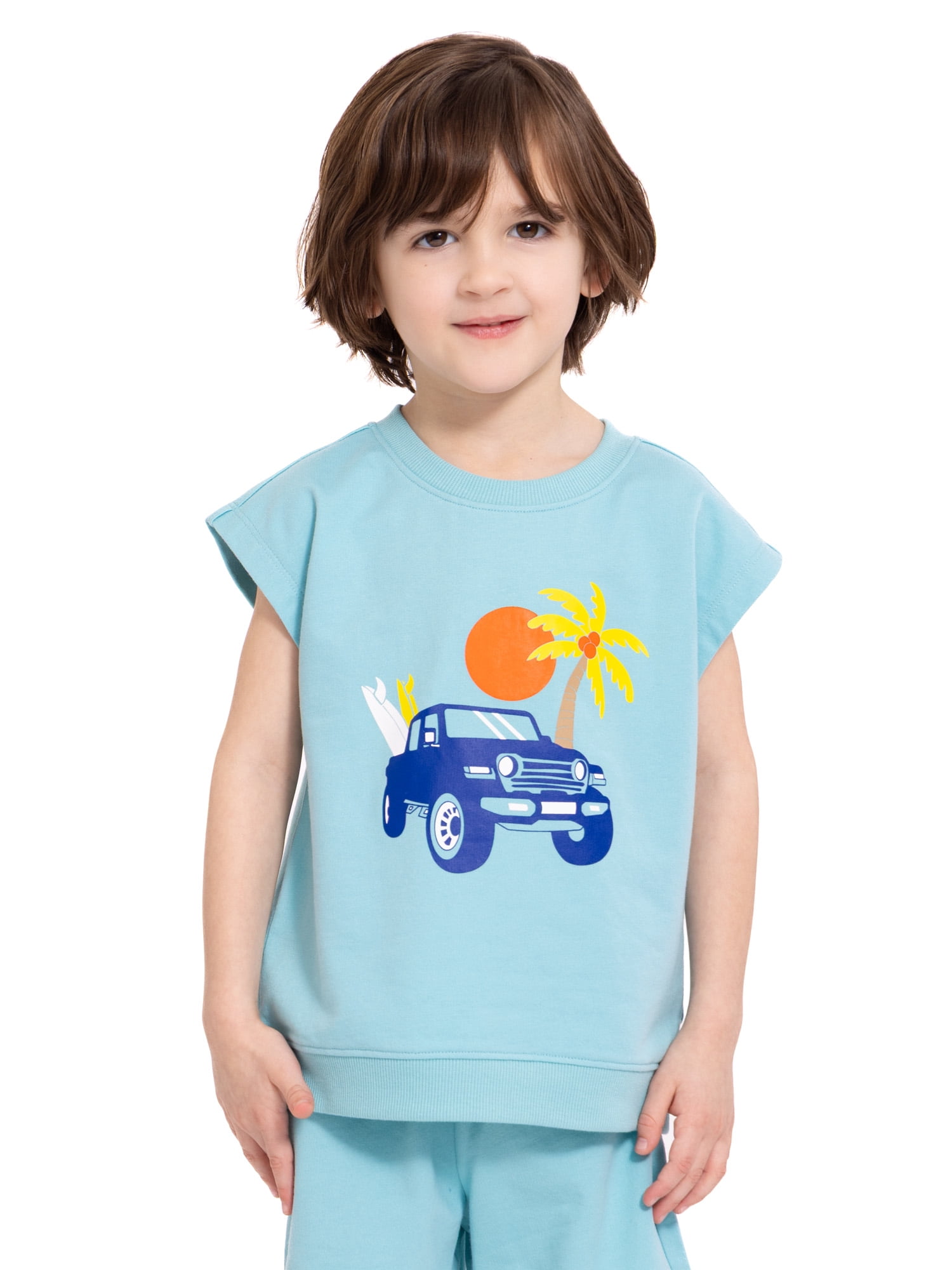 Wonder Nation Toddler Boys Sleeveless Graphic Tank Top and Matching Shorts Set, Sizes 12M-5T