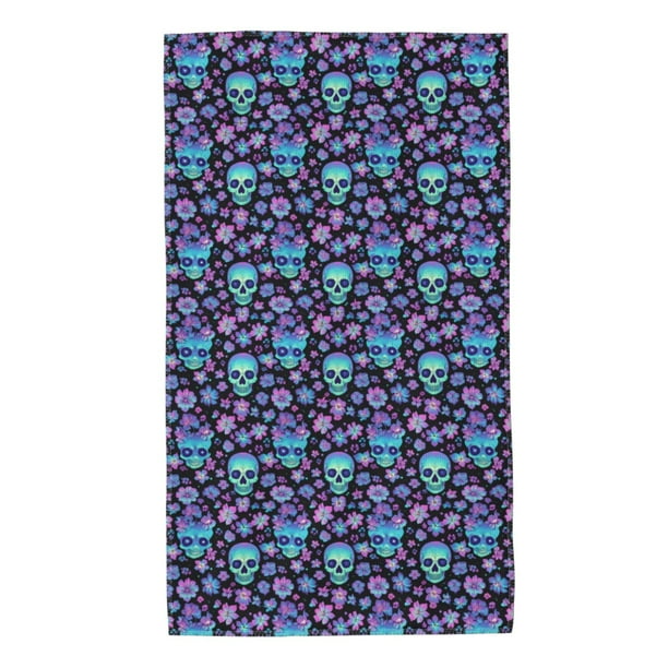 Balery Funny Skull Flower Toalla de Microfibra Premium con Estampado – 27.5x16 pulgadas, Alta Absorción, Suave y Aterciopelada, Secado Rápido