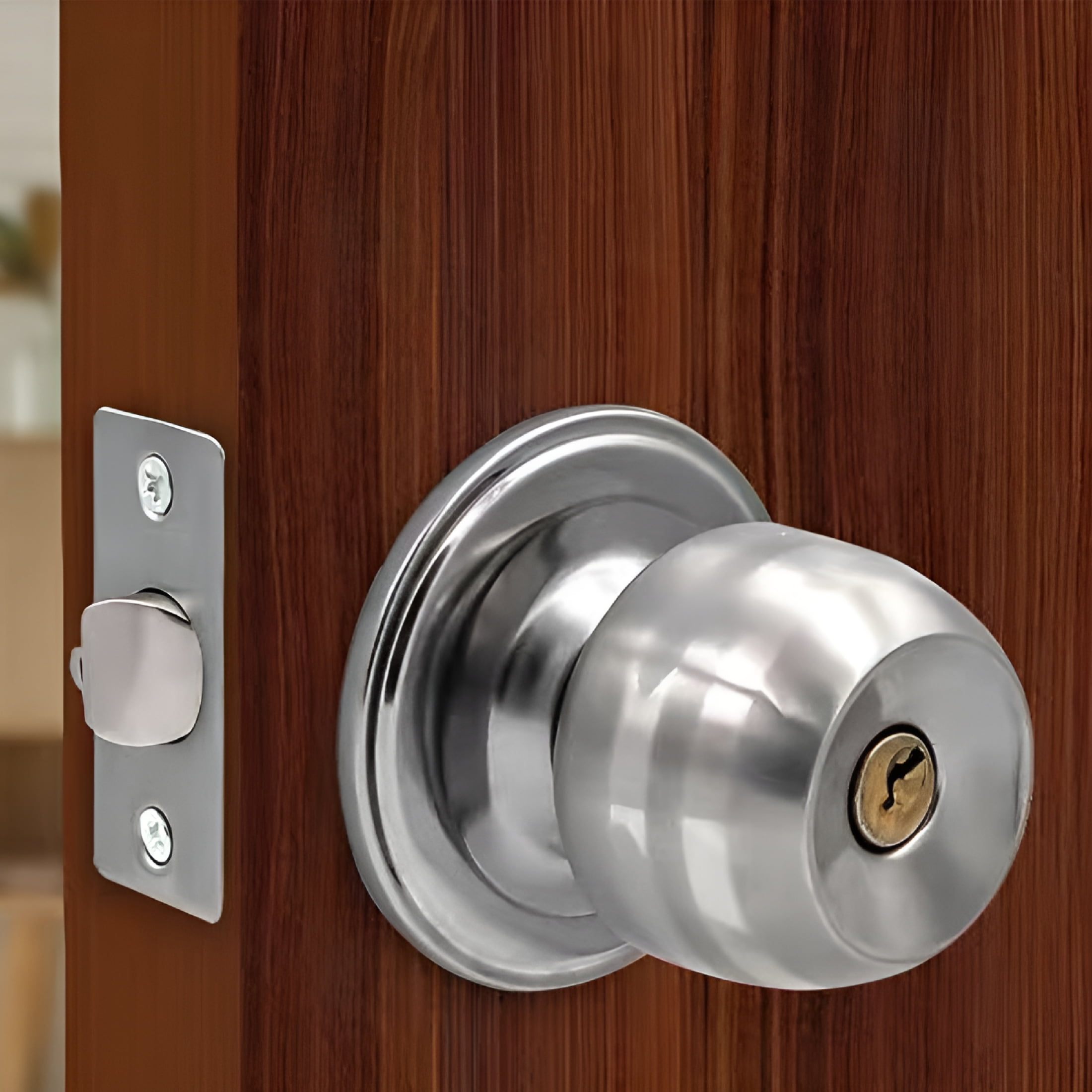 FACEGA Door Lock,Door Handle with Key,Emergency Release Hole Door Knob with Lock for RVs and Mobile Homes
