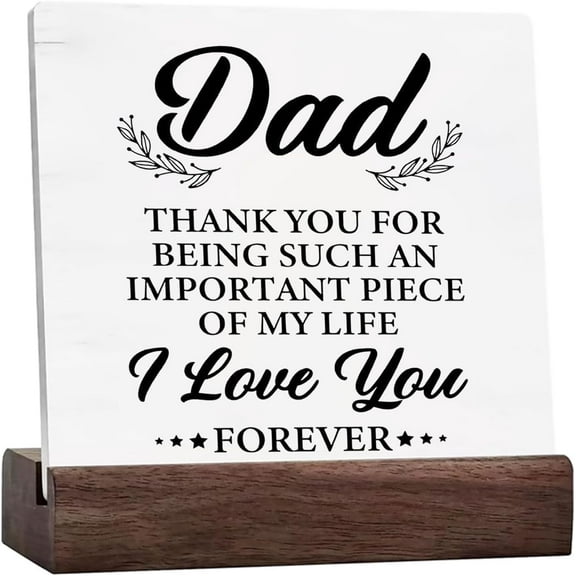 Thank You Gifts for Dad Fathers Day Sign,Daddy Gifts for Birthday Christmas Father's Day,Dad Gifts From Son Daughter,Desk Shelf Decor Wood Plaque Wood Plaque Gift,To My Dad Plaque Gift 4 x 4 inch