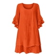 thumbnail image 5 of IUYRTFE Women's Summer Boho Peasant Dress with Tie Neck and Ruffle Hem 3/4 Sleeve Flowy Midi Dress, 5 of 5