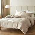thumbnail image 6 of Simple&Opulence Linen Duvet Cover - Linen Cotton Blend 2 Pieces Bedding Set, 1 Duvet Cover 68 x 86 Inches and 1 Pillowcase- Solid Color Collection , Soft & Cozy ,Cooling Bedding-Linen/Beige, Twin, 6 of 9