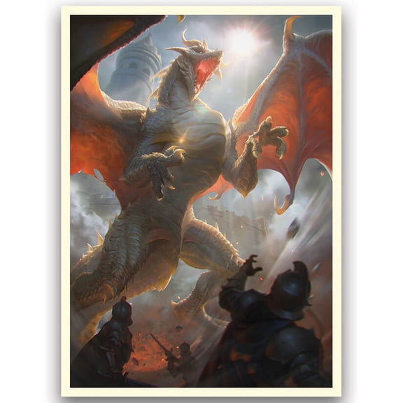 Fantasy North - Argalon - The Protector - Dragon Series - 100 Textured Matte TCG Card Sleeves - Fits Magic MTG Commander Pokemon and other Card Games - Playing Card Sleeves