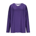 thumbnail image 6 of JGGSPWM (S-5XL) Womens Plus Size Long Sleeve V Neck Sweaters Fall Casual Classic Soft Loose Fit Basic Pullover Versatile Top Purple M, 6 of 7