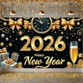 thumbnail image 5 of Gold Theme 2026 New Year Banner Clock Design Happy New Year Banner Star Decoration Gift Ornament New Year Party Banner for New Year Party 2026 Celebration Holiday Event, 5 of 9