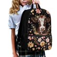 thumbnail image 3 of HUIACONG Floral Cow Print School Backpack for Boys Girls Students Ages 6-18 Ergonomic Padded Straps Multi Compartment Bookbag for Elementary Middle High School Back to School Daily Use, 3 of 6