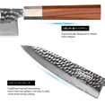 thumbnail image 3 of Qulajoy Chef Knife 8 Inch - Hammered Japanese Kitchen Knife 9cr18mov Mirror Polishing Hand Forged Blade - Ergonomic Olivewood Handle with Sheath, 3 of 6