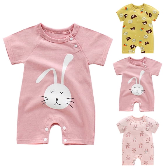 Avtoify Toddler Rompers, Newborn Toddler Toddler Girls Boys Bodysuit Fall Short Sleeve One-piece Romper Jumpsuit