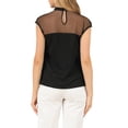 thumbnail image 3 of MODA NOVA Junior's Lace Panel Round Neck Keyhole Sleeveless Blouse Black L, 3 of 5