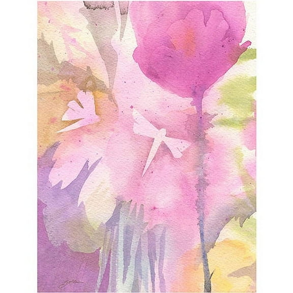 Trademark Art "Dragonflies with Pink" Canvas Art by Shelia Golden