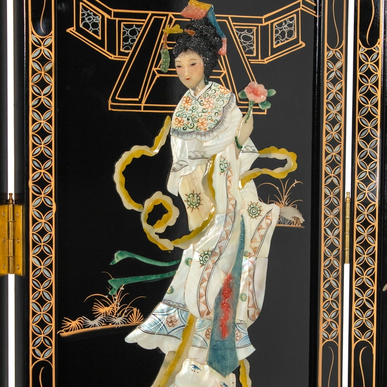 屏風 梅 ブラック 和室用 アンティーク調 折り畳み式 Vintage Japanese