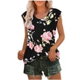 thumbnail image 2 of OKBOP Womens Tops Plus Size Sleeveless Black Crew Neck Floral Tank Tops Womens Shirts Under $5, 2 of 5
