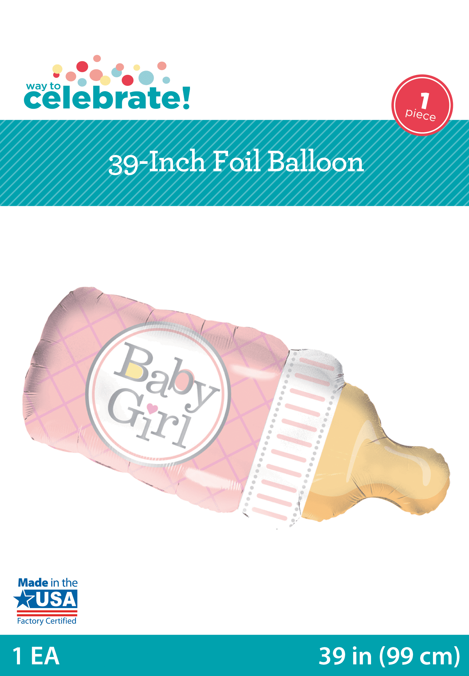 Girl Pink Baby Bottle It's a GIRL Shower Gender Reveal  Mylar Supershape Balloon 