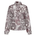 thumbnail image 5 of Jackets for Women Winter Coat Jackets Flannel Stand Collar Jacket(Abstract Hexagon Geometric Pattern,Size:S-4XL), 5 of 7