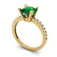thumbnail image 2 of 1.71 ct Round Cut Simulated Emerald Solitaire with Accents Engagement Ring for Women in 18K Yellow Gold, 2 of 5