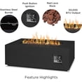 thumbnail image 4 of Real Flame Aegean 42" Rectangle Steel Propane or Natural Gas Fire Pit Table in Black, 4 of 9
