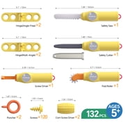 132 PCS Cardboard Cutter Tools for Kids, DIY Construction Cutting Tools Kit & Educational Toys for Family & Team Projects – Creative STEM Building Kit for Boys & Girls Ages 5+