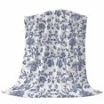thumbnail image 6 of Blue Flower Blanket Soft Cozy Warm Throw Blanket for Couch, Plush Fuzzy Flannel Fleece Blankets for Sofa, Spring Leaf Vintage Farmhouse Boho Plant Bed Blankets Lightweight Gifts for Women, 30"x40", 6 of 9
