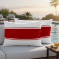 thumbnail image 5 of Pack of 2 Outdoor Pillow Covers 20x12 Inch Waterproof Red Solid Color Texture Throw Pillow Covers,Decorative Couch Pillow Shams Protectors Simple Red Stripes Patio Garden Pillowcases Cushion Covers, 5 of 8