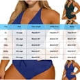 thumbnail image 3 of Swimsuit for Women Tummy Control Tie Front Ruched One Piece Swimwear Halter Push Up Ribbed Bathing Suits, 3 of 6