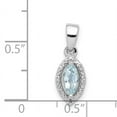 thumbnail image 2 of 925 Sterling Silver Rhodium Plated Diamond and Aquamarine Pendant, 2 of 5