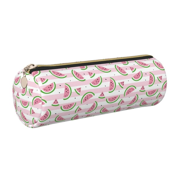 Disketp Watermelon Estuche Organizador de Lápices de Cuero, Estuche de Oficina con Cremallera para Bolígrafo y Lápiz