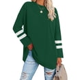 thumbnail image 2 of Chemises pour Femmes Col Rond Couleur Unie Manches Longues Chandail Décontracté Ample Long Chandail en Molleton Blouse Hauts d'Automne pour Dames, 2 of 7