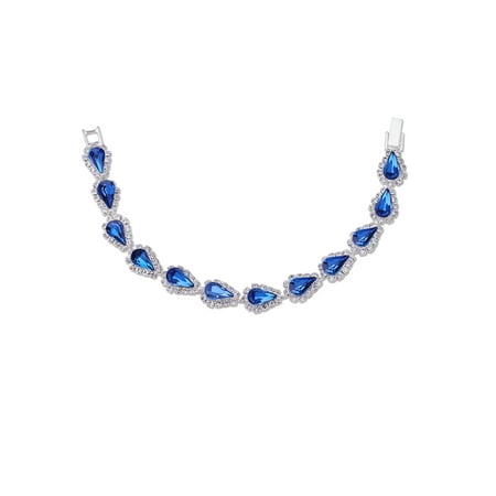 Around Crystal - Silver Indicolite Rhinestone Wrapped Around Crystal Link Bracelet