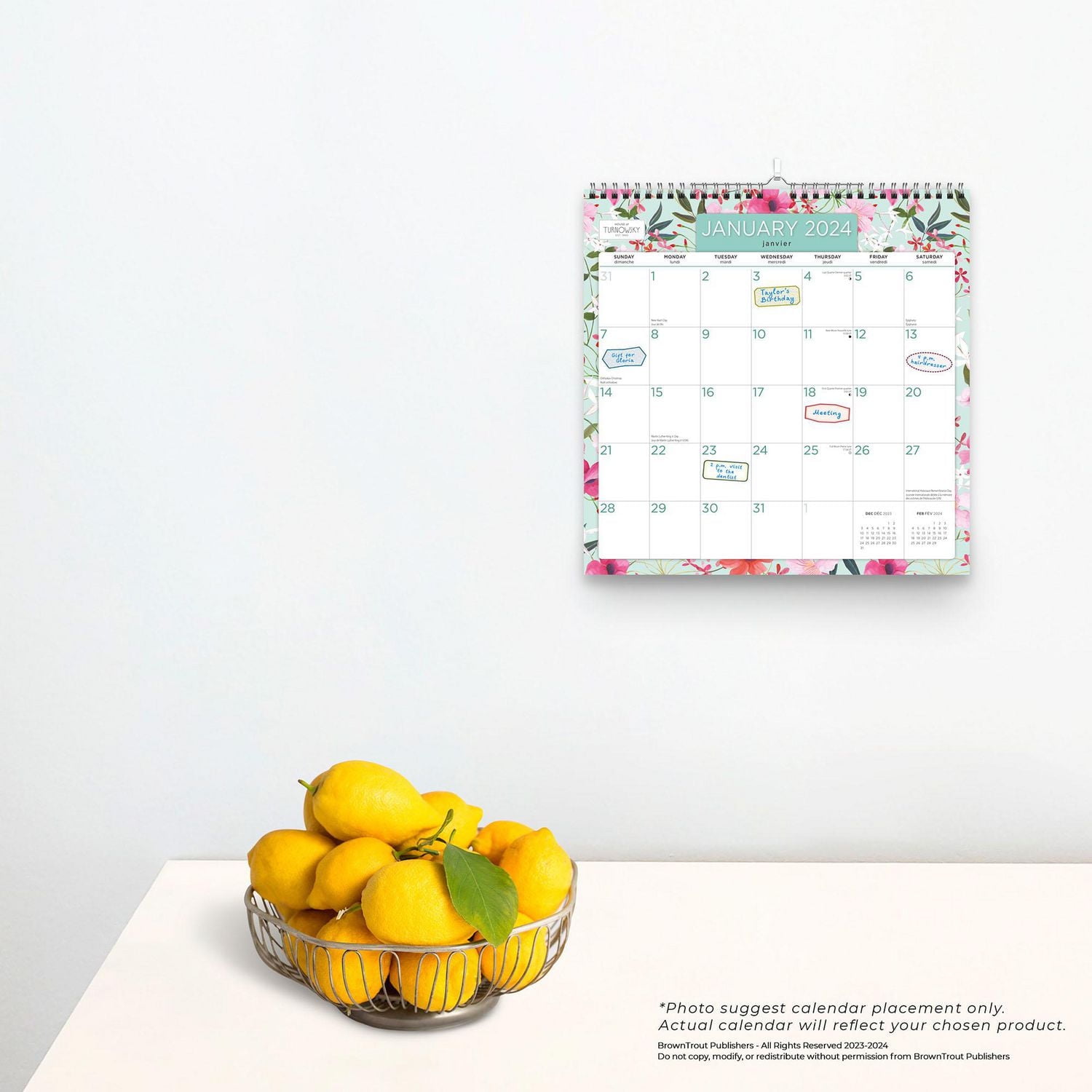 BrownTrout House of Turnowsky Flower Shop 2024 12x12 Inch Wire-O Wall Calendar, 9781975470470
