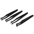 thumbnail image 1 of Unique Bargains 4 Pcs Plastic Curved Tip Anti Static Tweezers Nipper Black 12cm Length, 1 of 2
