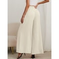 thumbnail image 4 of MODERN GOOSE Women's Wide Leg Palazzo Pants, Drawstring Waist, Pockets, Ivory, XL, 4 of 14