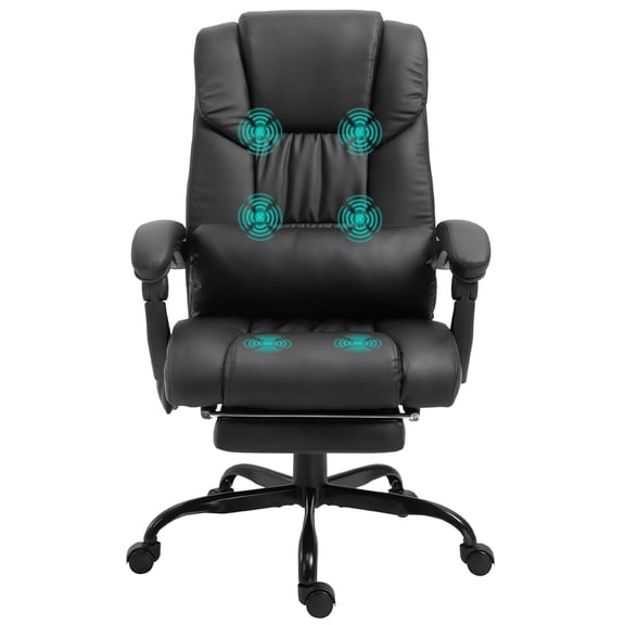 Office Chairs Vinsetto High Back Massage Office Chair with 6 Vibration Points, PU Leather Reclining Computer Chair, Ergonomic Office Chair with Footrest Adjustable Height and Remote, Black,Mesh Offi