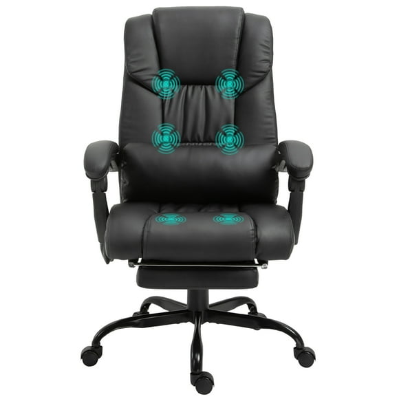 Vinsetto 6-Point Vibration Massage Office Chair with Footrest Remote Black